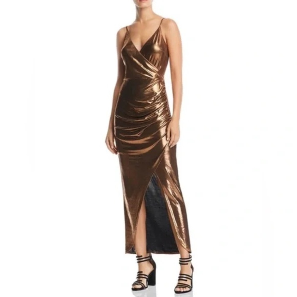 NWT WAYF Copper Metallic Open Slit Maxi
